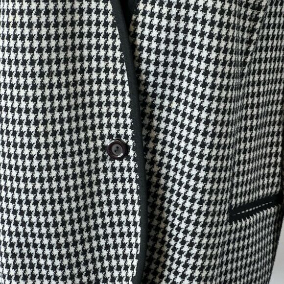 Vintage Marty Gutmacher Black White Houndstooth One Button Blazer Career Med - Picture 4 of 4